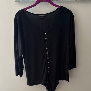 INC International Concepts Black V-Neck blouse